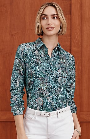 Image for One-Pocket Shirred-Back Shirt