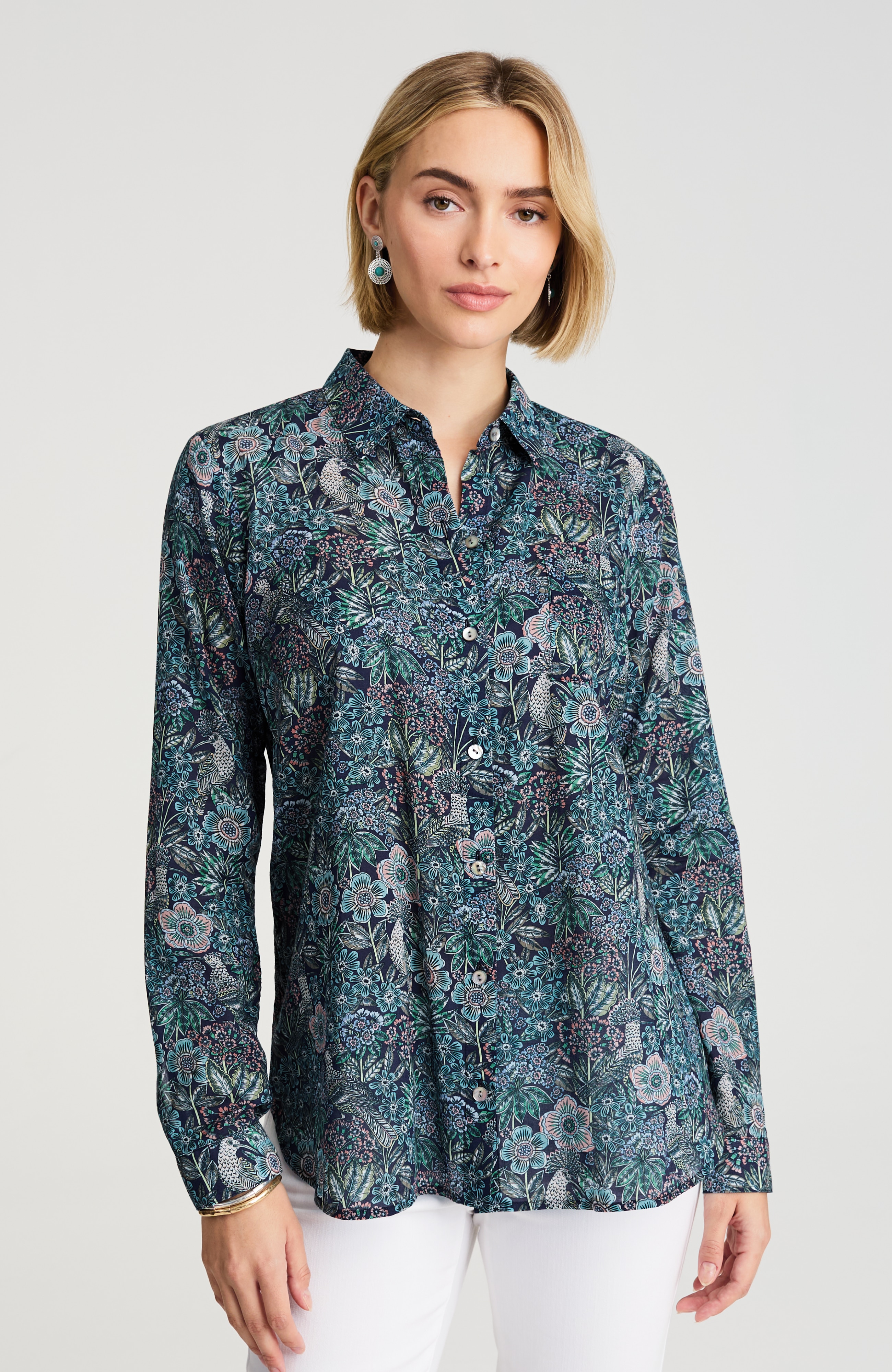 ONE-POCKET SHIRRED-BACK SHIRT | JJill