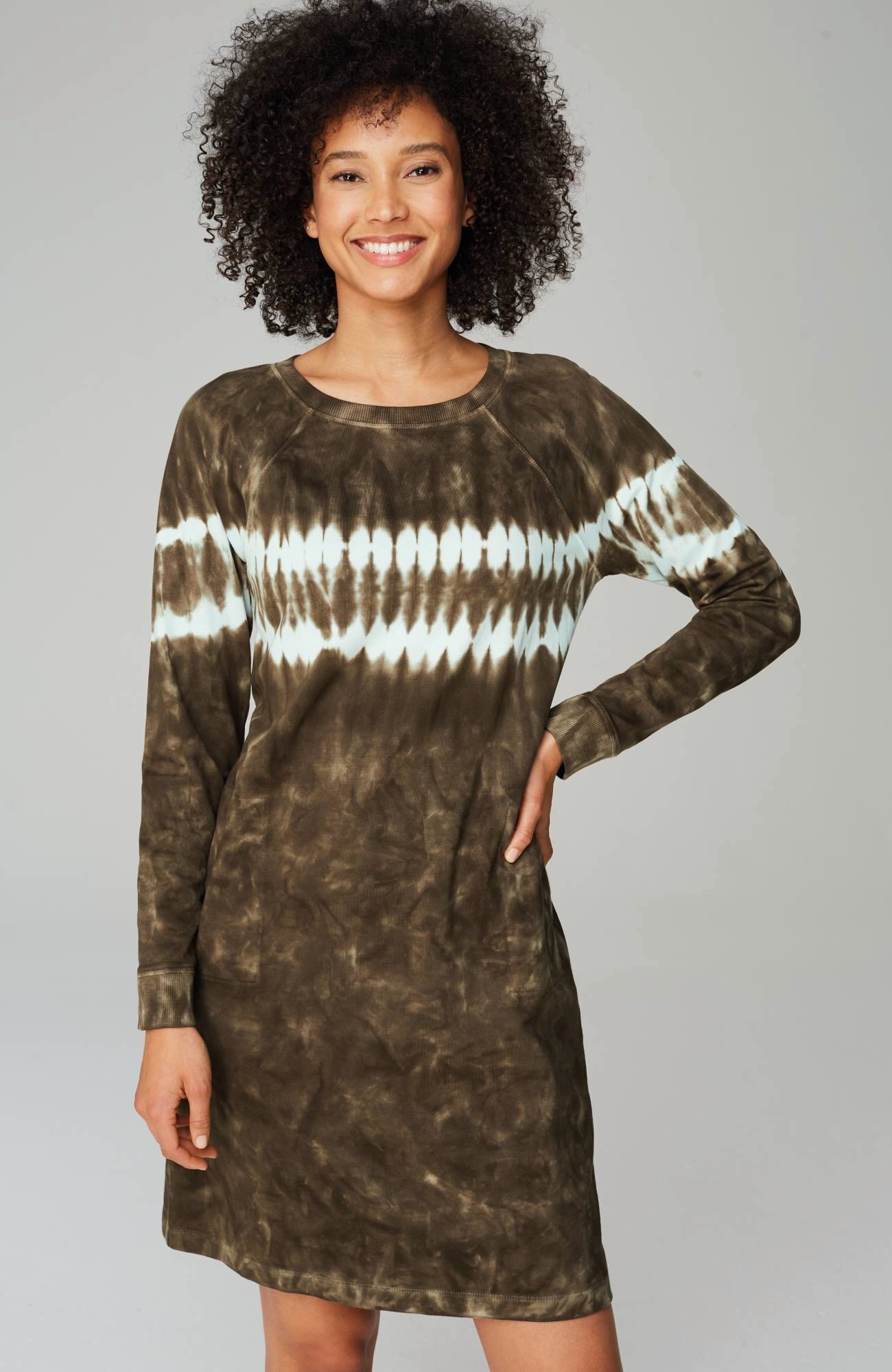 Fit French Terry Tie-Dyed Sweatshirt Dress