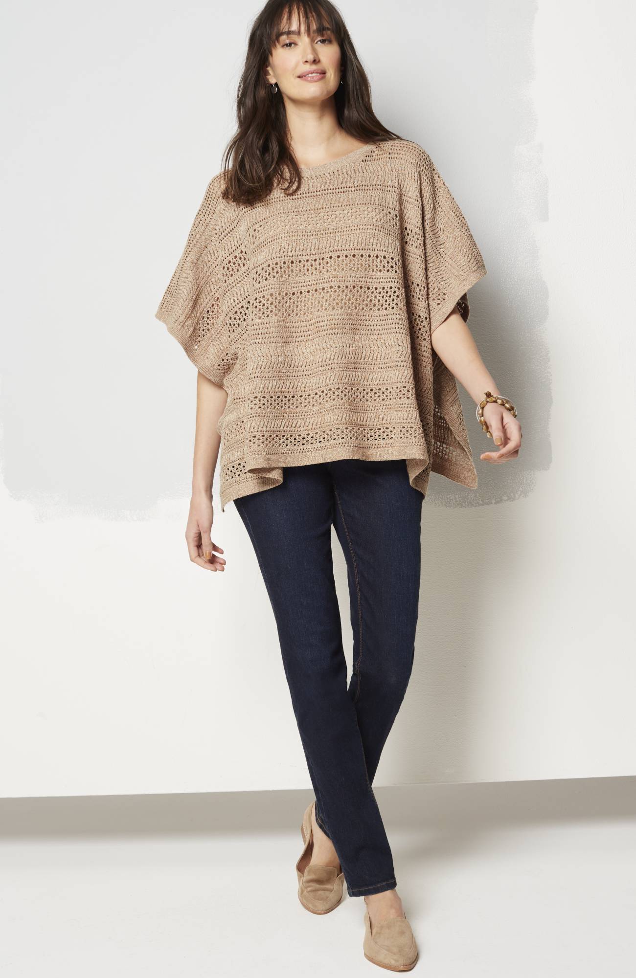 Light Open-Stitch Poncho | JJill