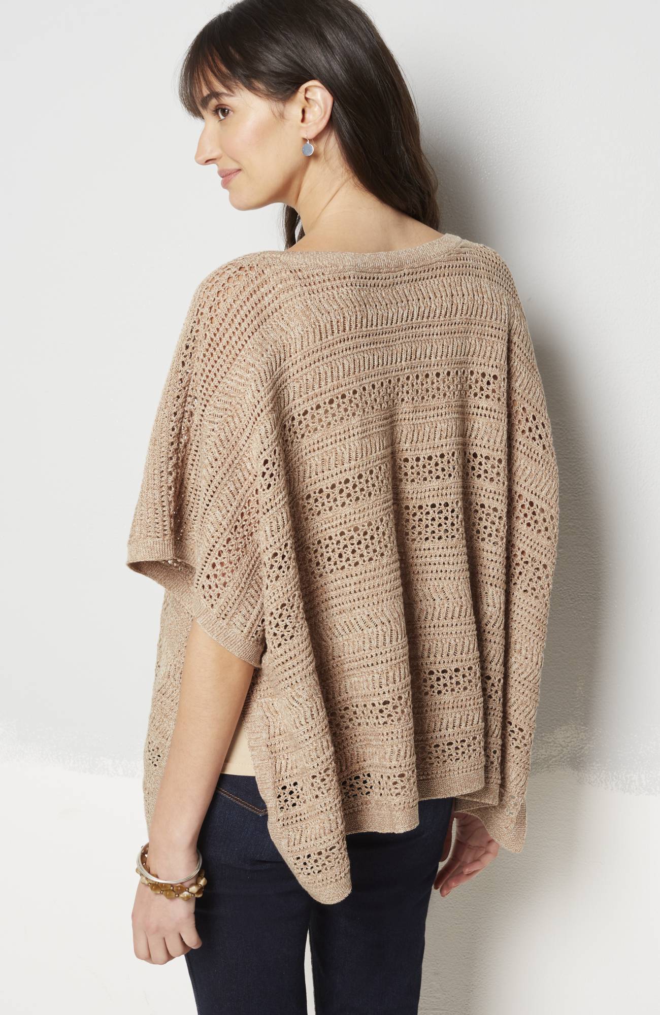 Light Open-Stitch Poncho | JJill