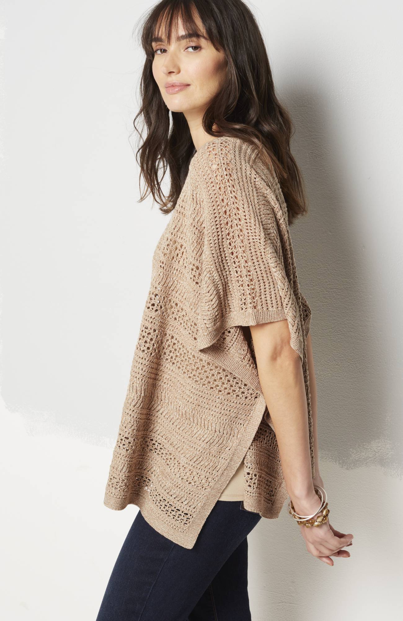 Light Open-Stitch Poncho | JJill