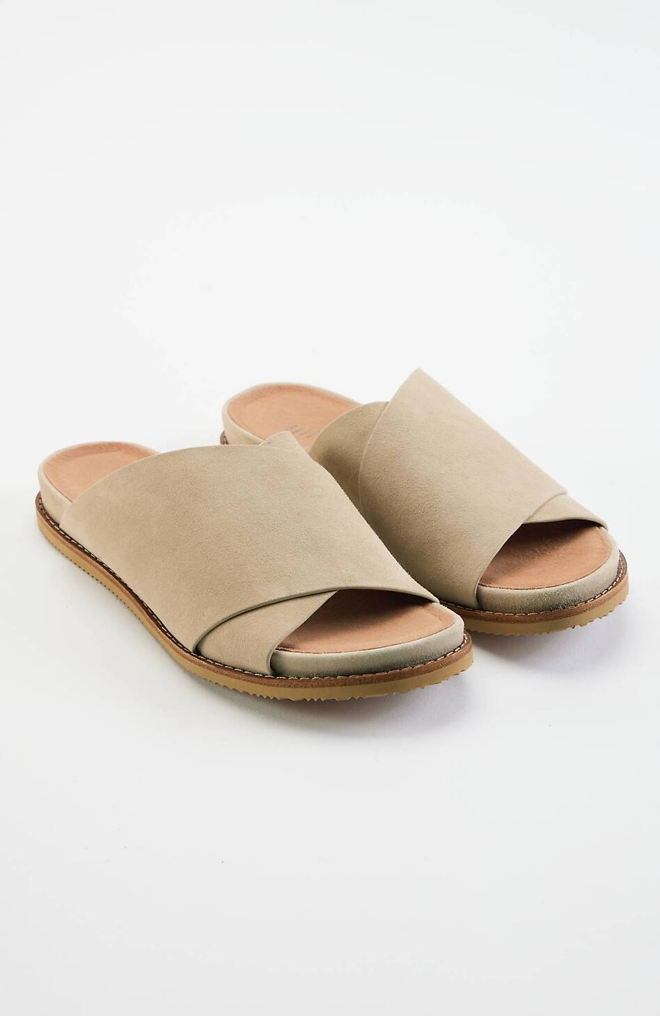 leather tan slides