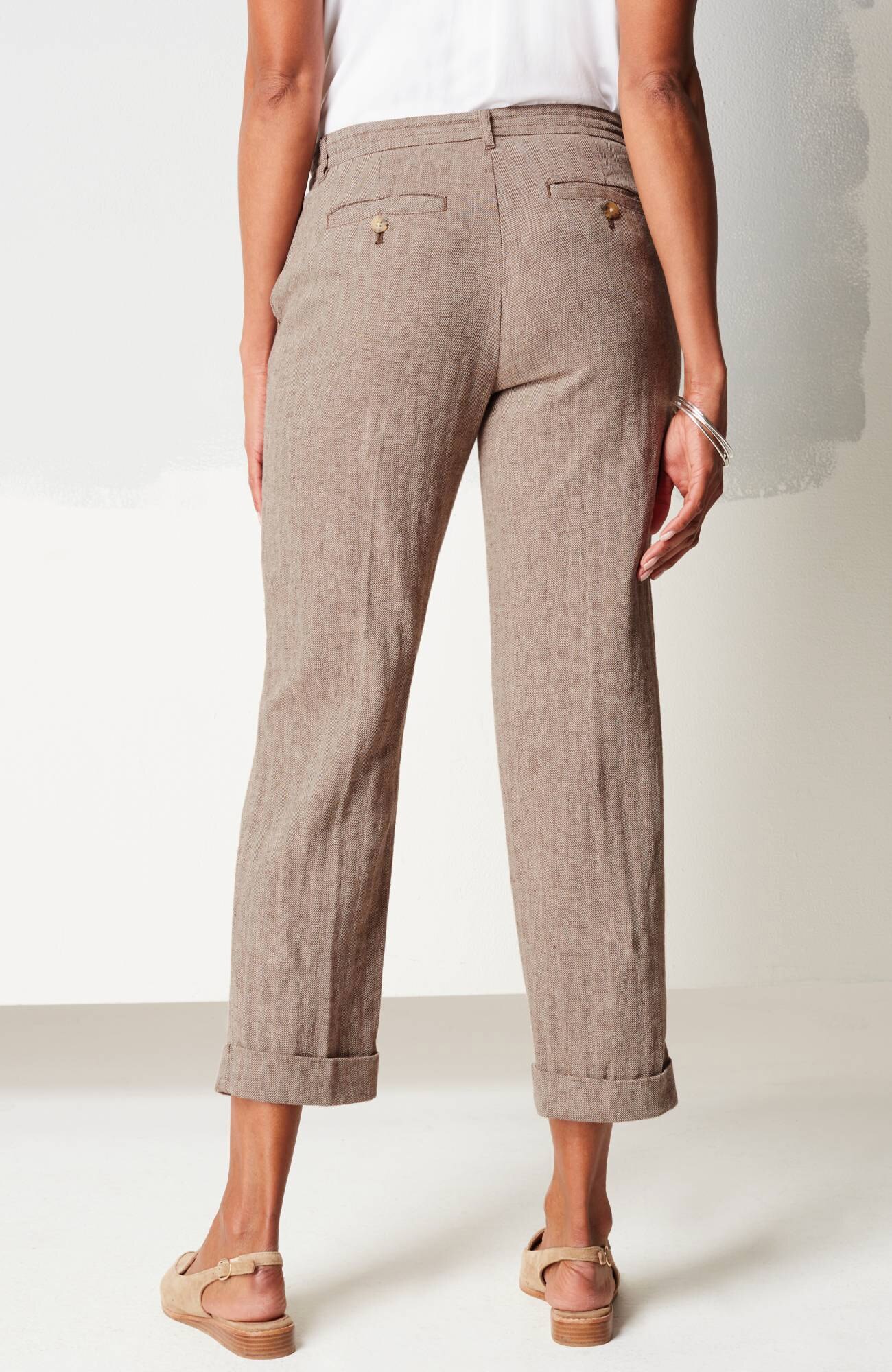 Linen & Cotton Herringbone Pants | JJill