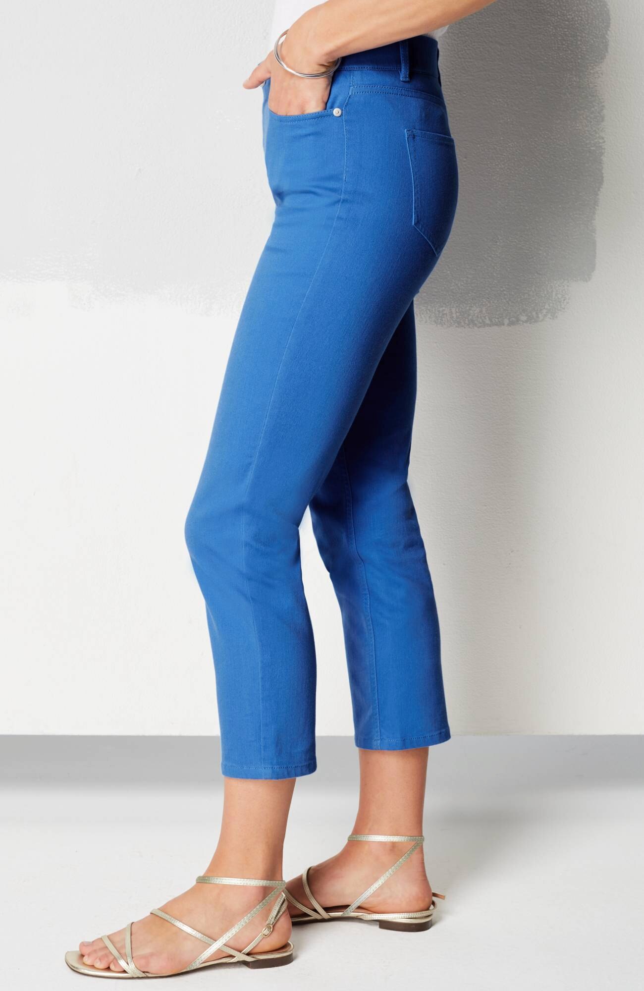 High-Rise Pull-On Cropped Jeans