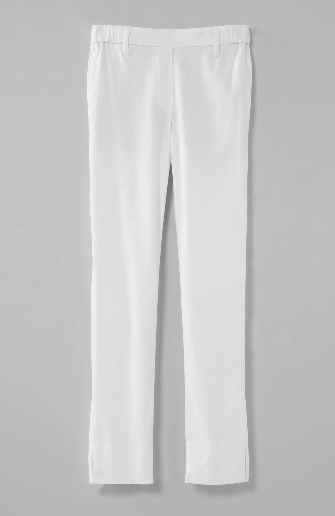 MODERN LINEN-STRETCH SLIT-HEM PANTS | JJill