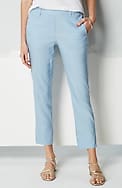 modern linen-stretch slit-hem pants
