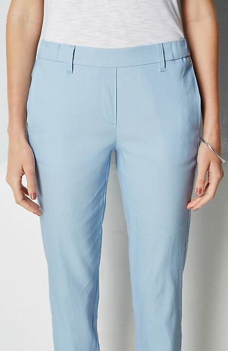 modern linen-stretch slit-hem pants