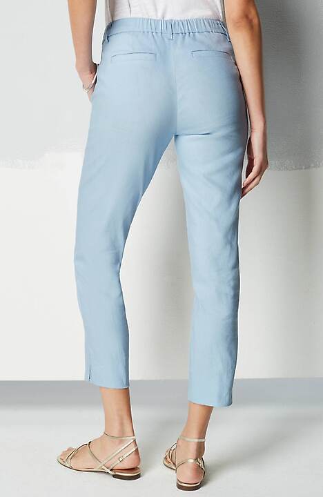 modern linen-stretch slit-hem pants