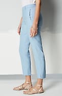 modern linen-stretch slit-hem pants