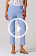modern linen-stretch slit-hem pants