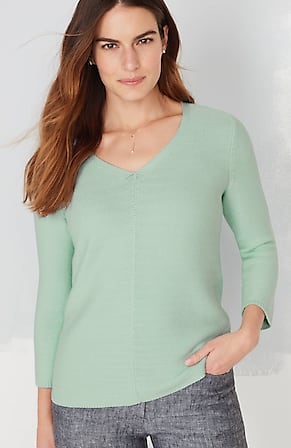 Image for Textured 3/4-Sleeve V-Neck Sweater