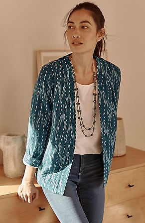 Image for Pure Jill Kantha-Stitched Ikat Jacket