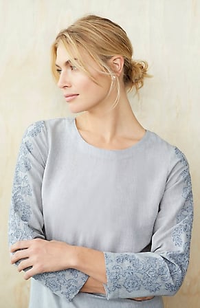 Image for Pure Jill Embroidered-Sleeve Top