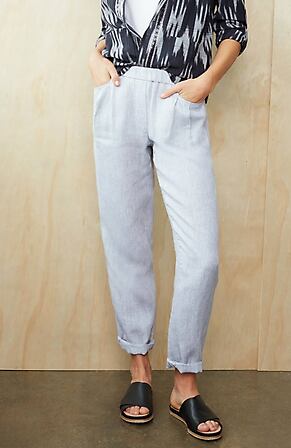 Image for Pure Jill Linen Pleated-Pocket Pants