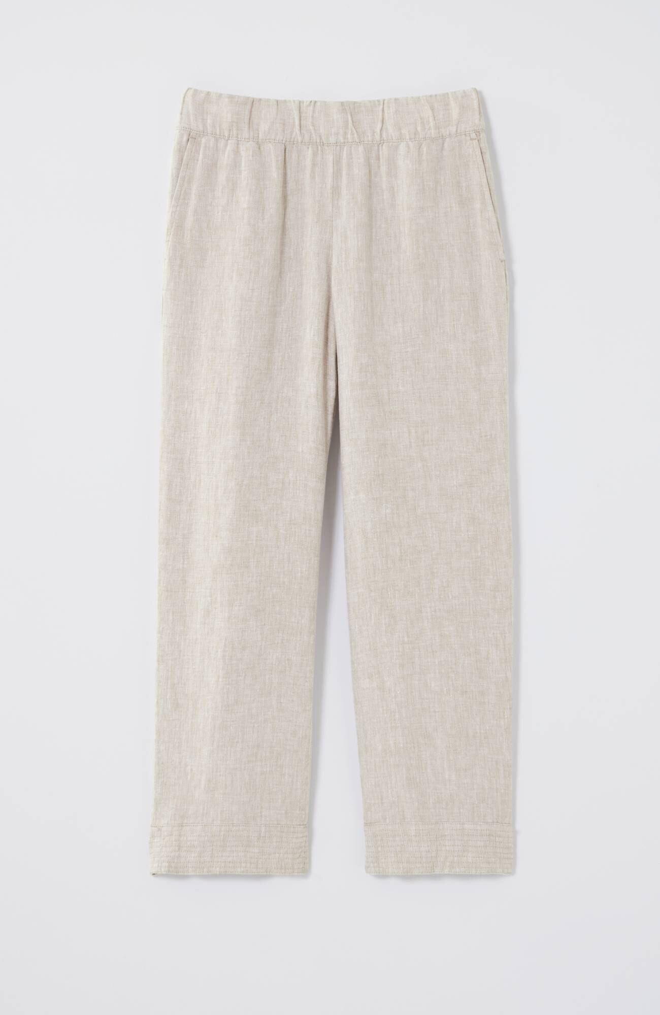 Pure Jill Linen Trapunto-Stitched Pants