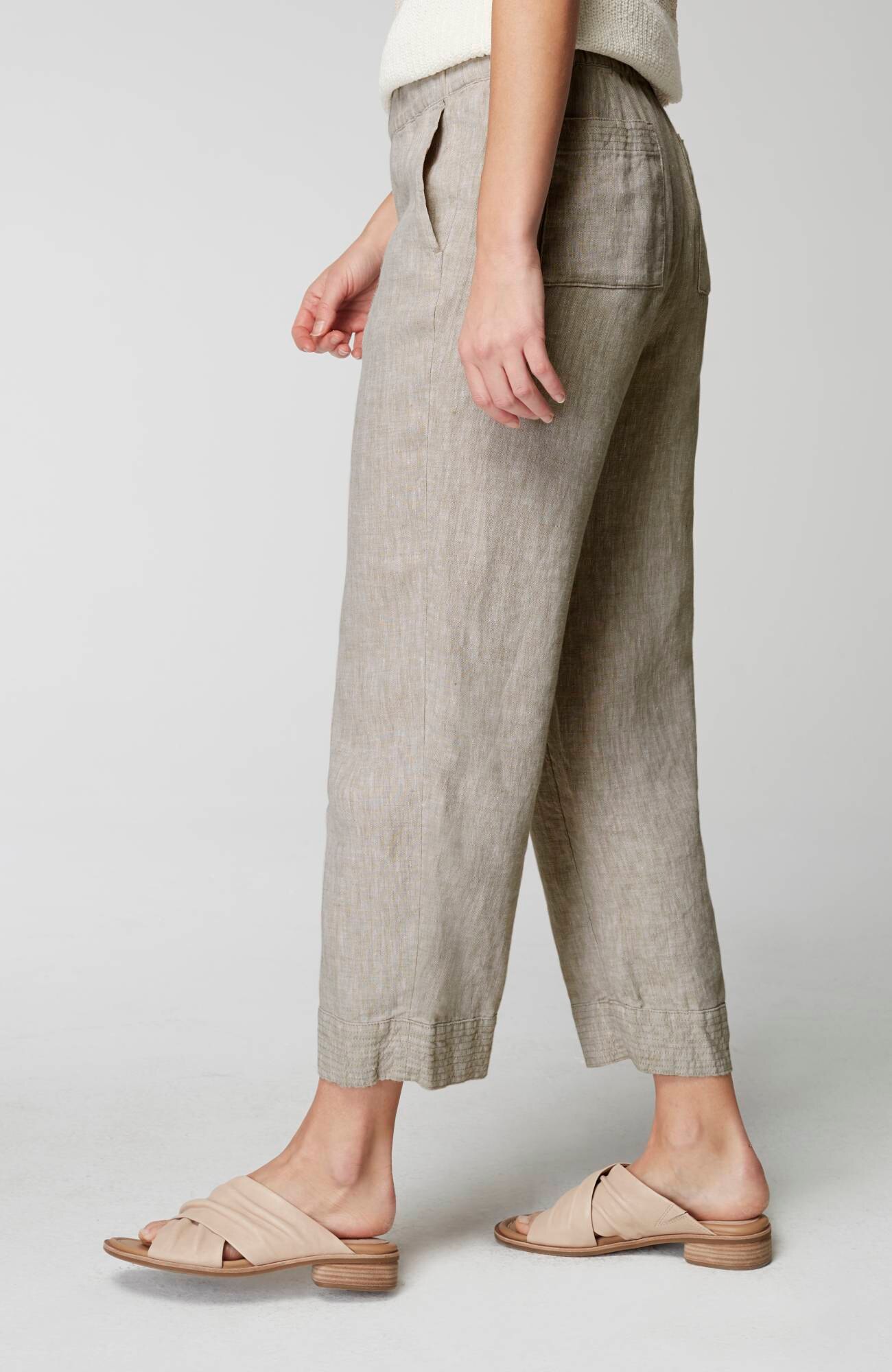 Pure Jill Linen Trapunto-Stitched Pants