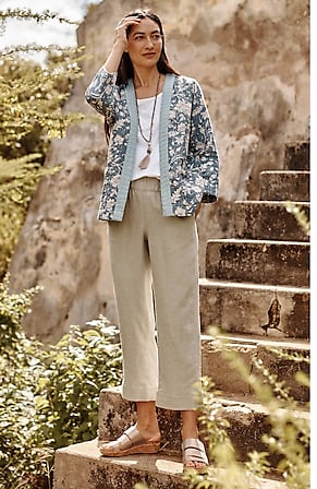 Image for Pure Jill Linen Trapunto-Stitched Pants