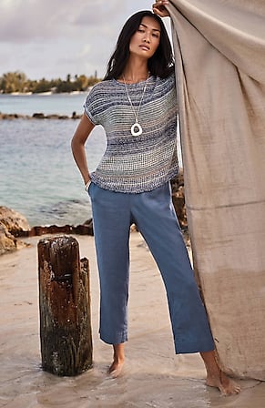 Image for Pure Jill Linen Trapunto-Stitched Pants