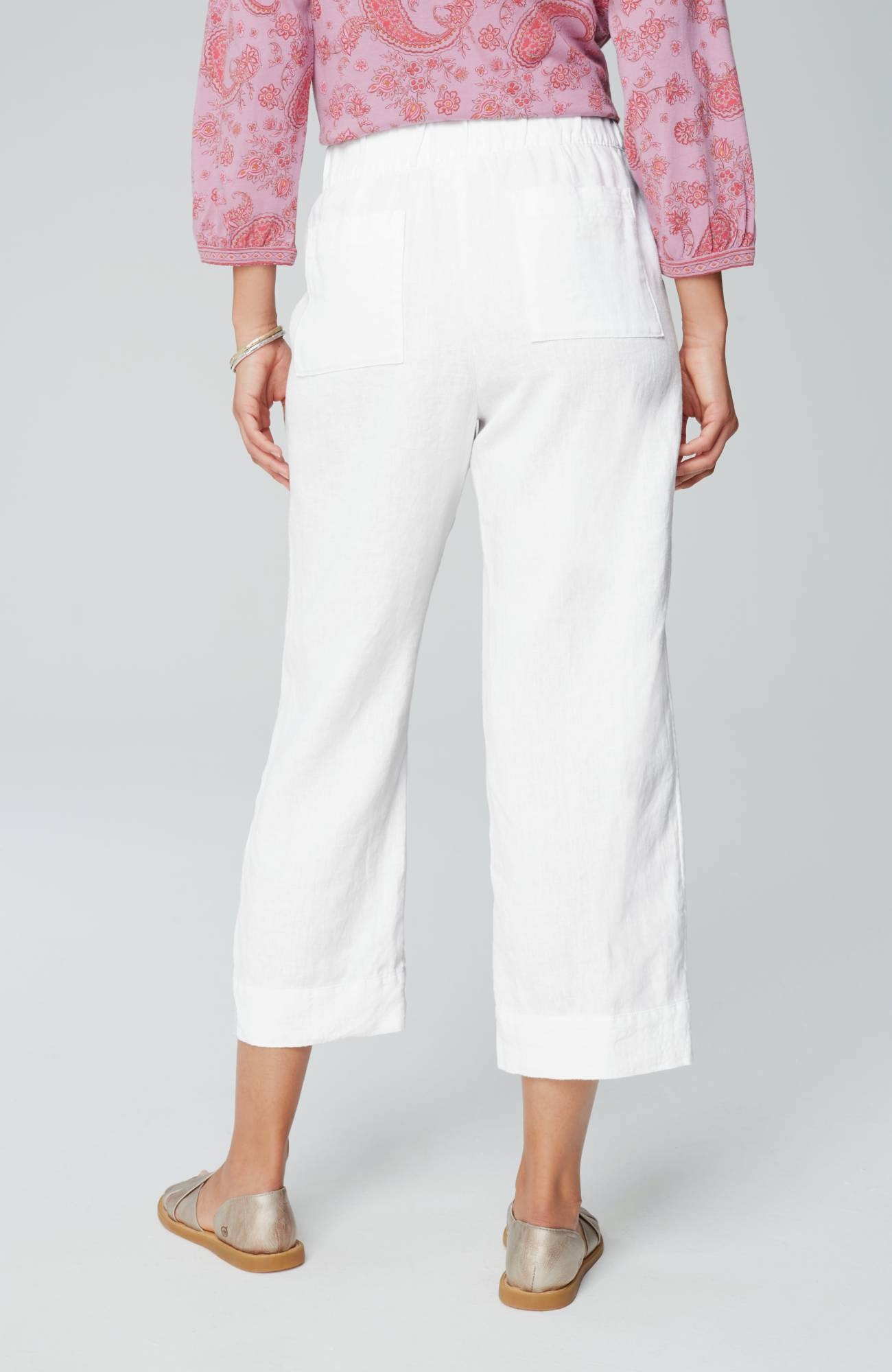 Pure Jill Linen Trapunto-Stitched Pants