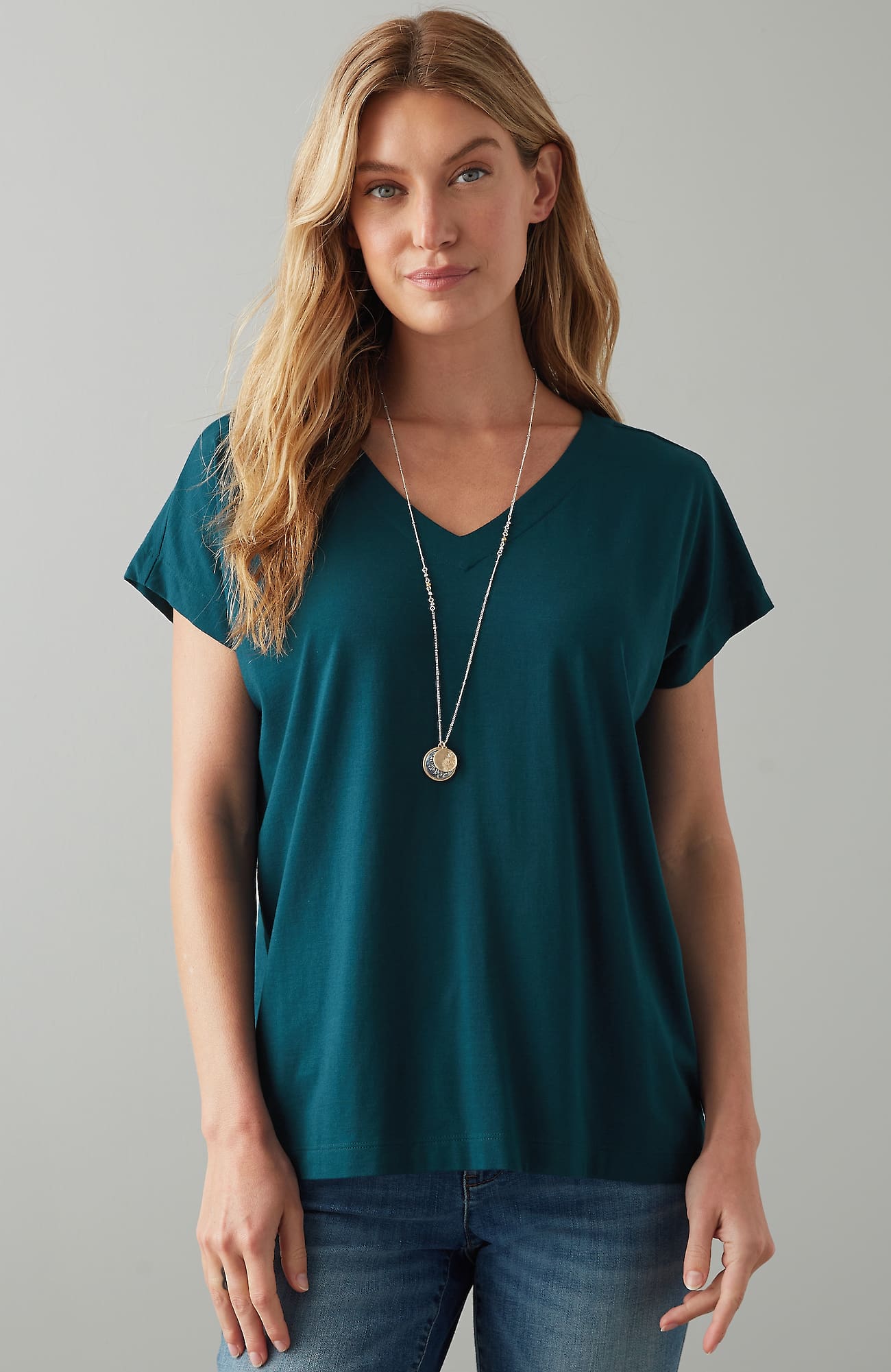 Jjill J.jill Luxe Supima® Pleat-back Tee In Adriatic