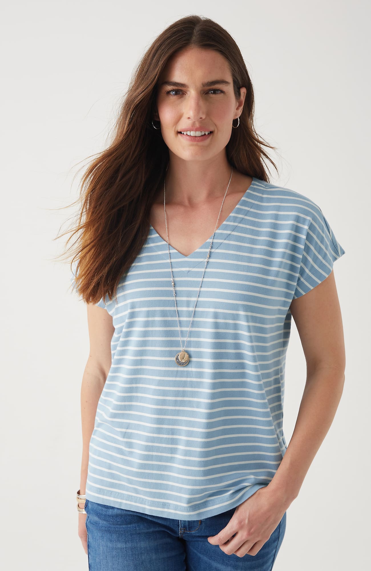 Jjill J.jill Luxe Supima® Pleat-back Tee In Mirage,cream