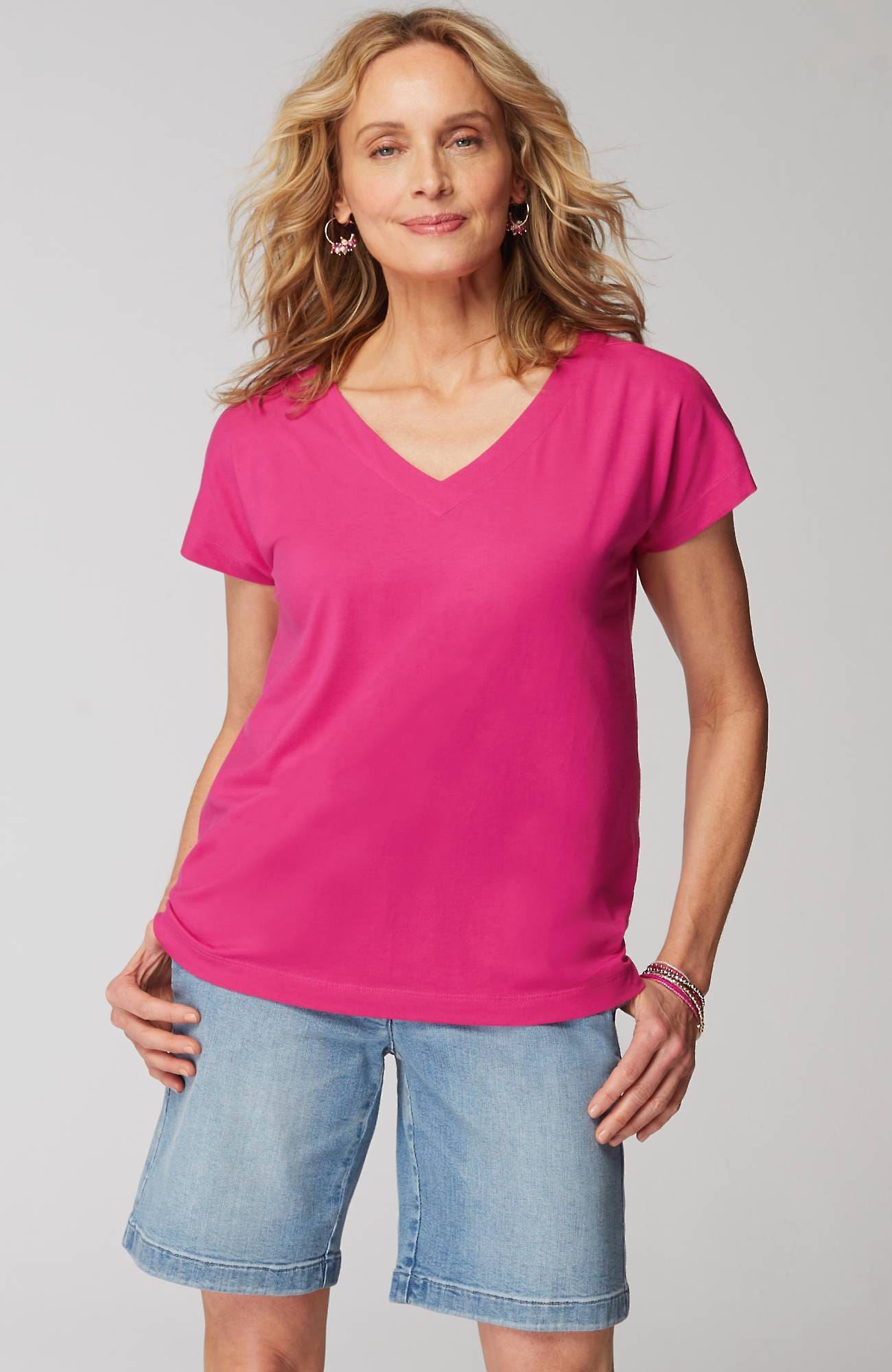 Jjill J.jill Luxe Supima® Pleat-back Tee In Peony