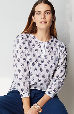 Image for Pure Jill Printed Buttoned-Front Top
