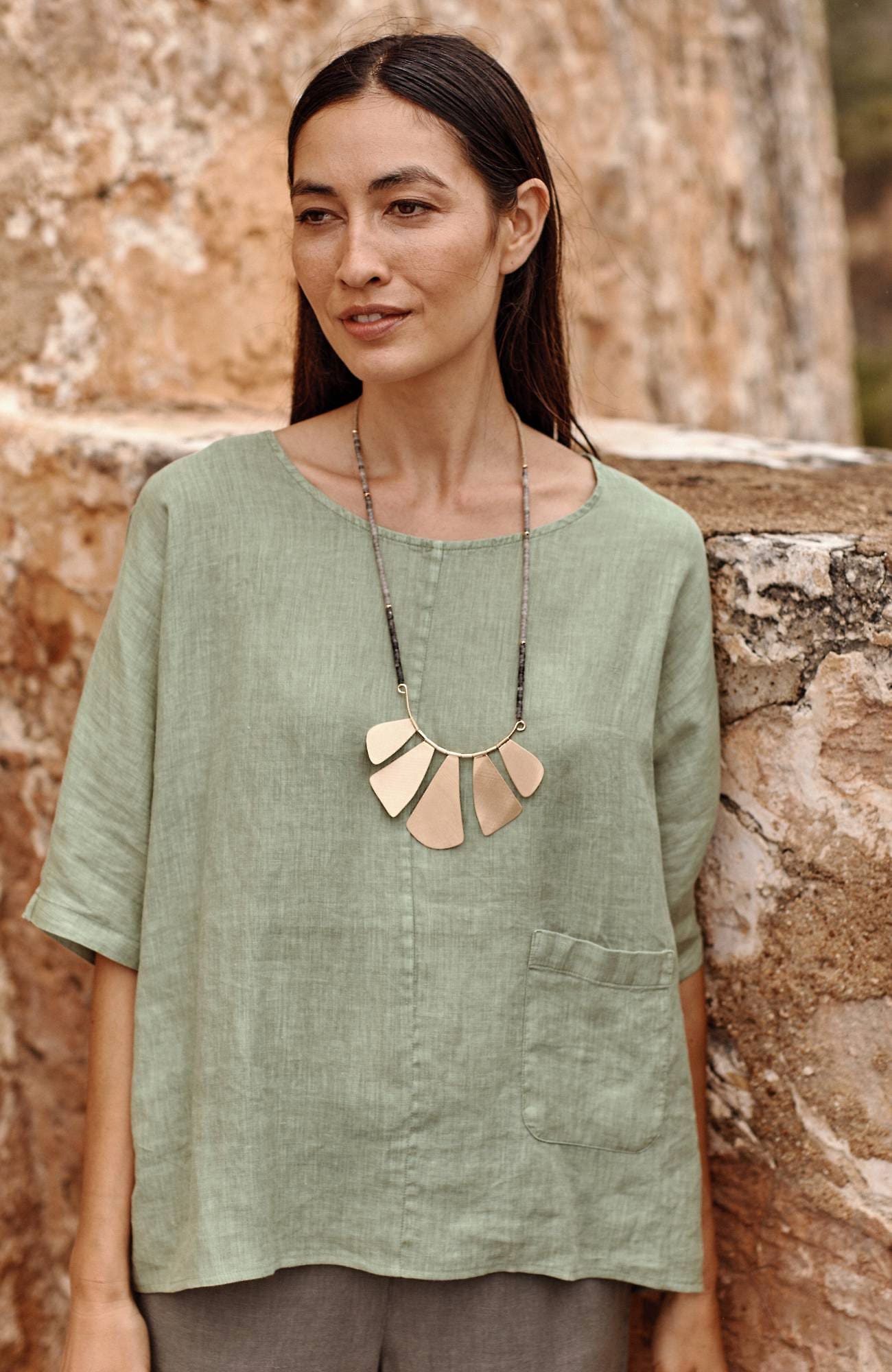 Jjill J.jill Pure Jill Washedlinen Patchpocket Top In Light Seagrass