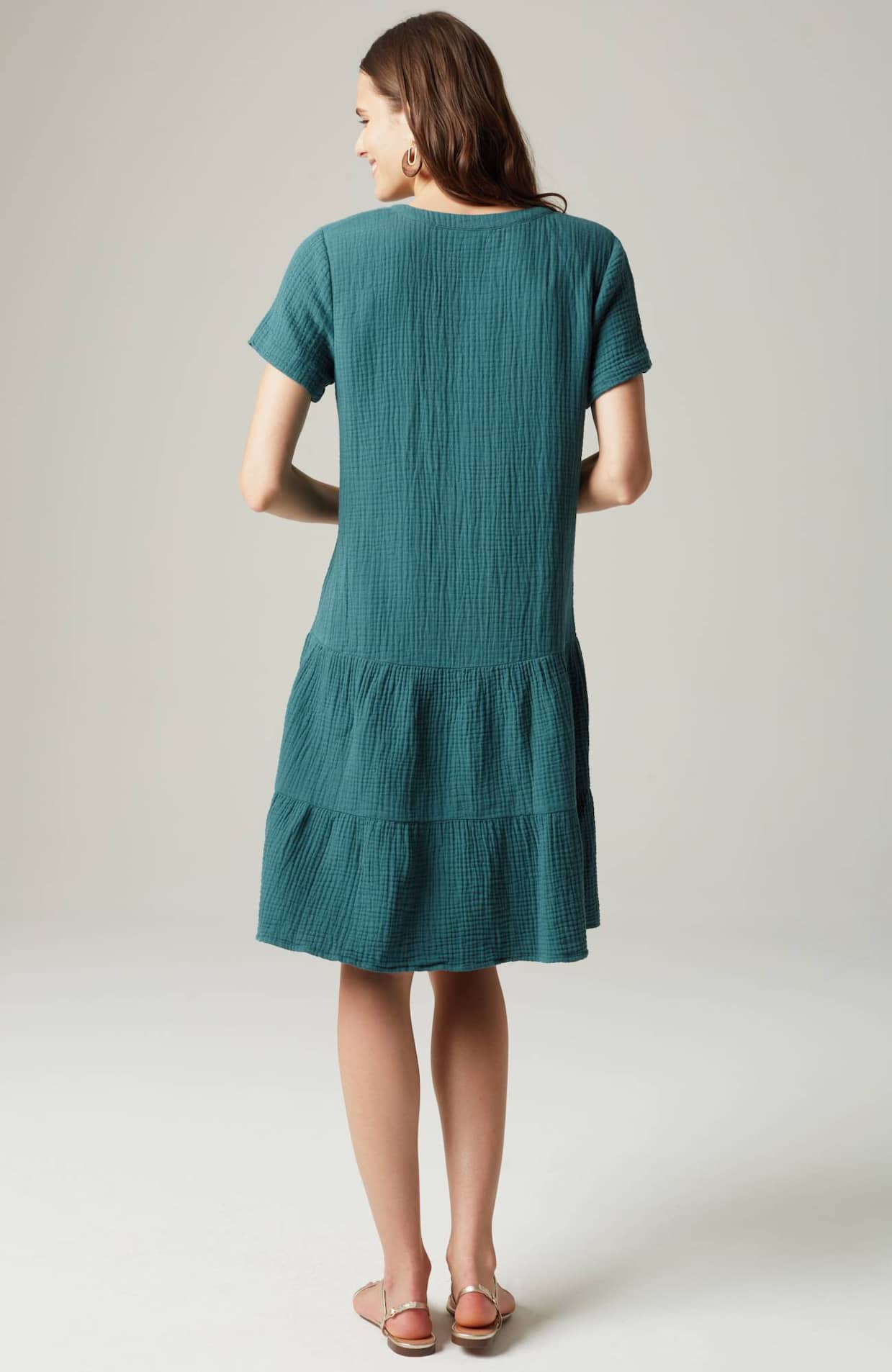 COTTON-GAUZE TIERED DRESS