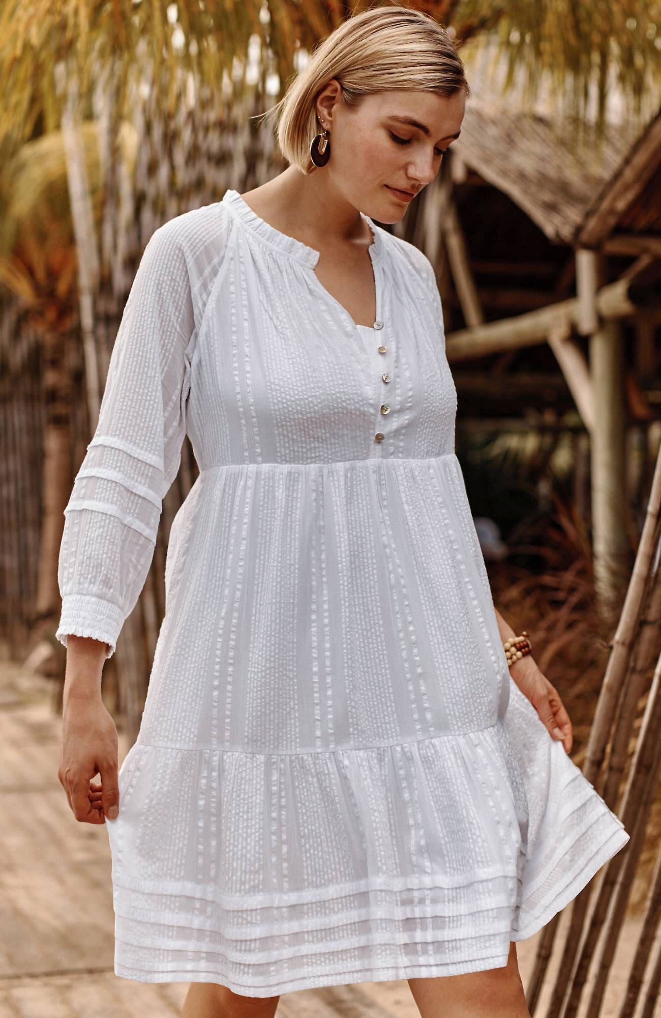 Jjill J.jill Tiered Button-front Dress In White