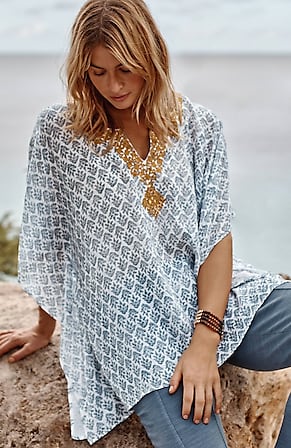 Image for Block Print Embroidered Poncho