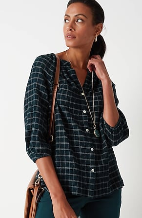 Image for Crinkled Plaid Relaxed Top