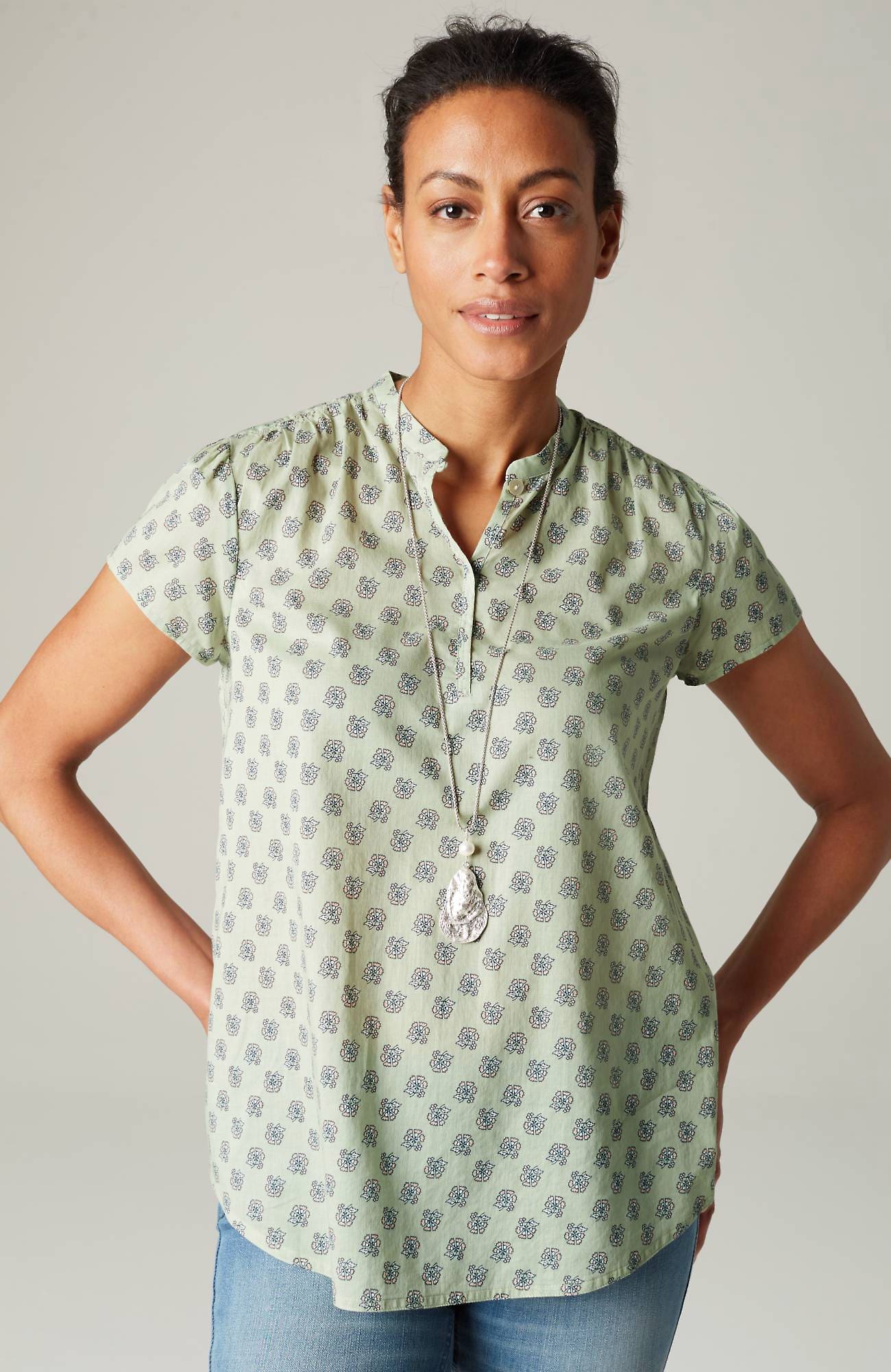 J. Jill Cotton Voile Relaxed Cap-Sleeve Top