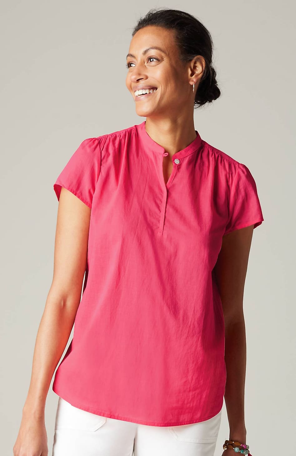 J. Jill Cotton Voile Relaxed Cap-Sleeve Top