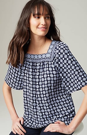 Image for Wearever Shirred Square-Neck Top