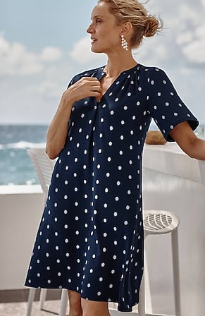 Image for Wearever Shirred-Neckline Flutter-Sleeve Dress