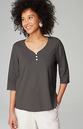 Image for Pure Jill Hemp & Cotton Henley Top