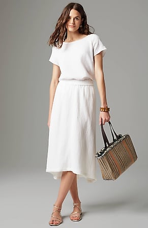 Image for Cotton-Gauze High-Low Skirt
