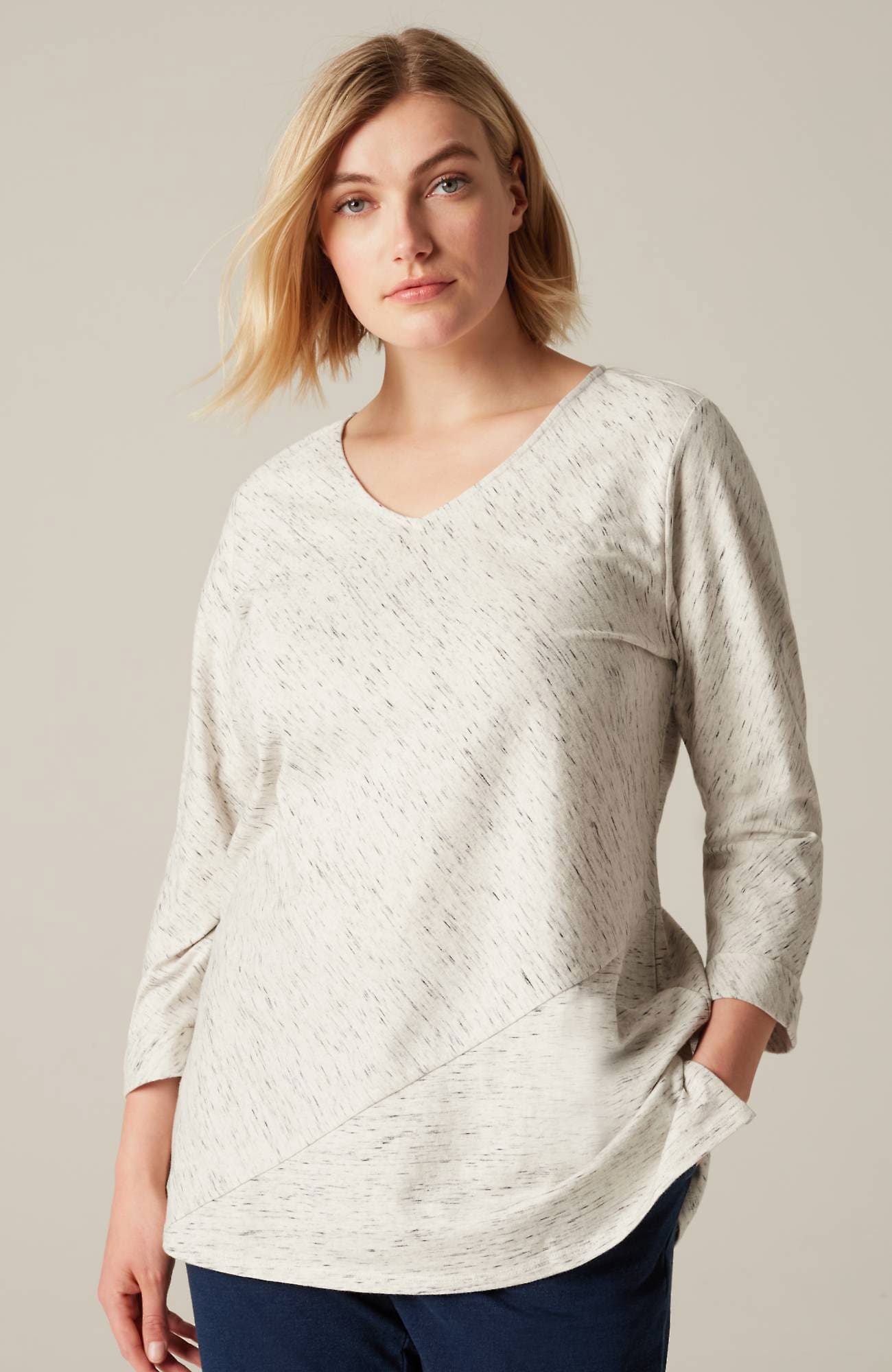 Jjill J.jill Pure Jill Space-dyed Tunic In Grey Multi