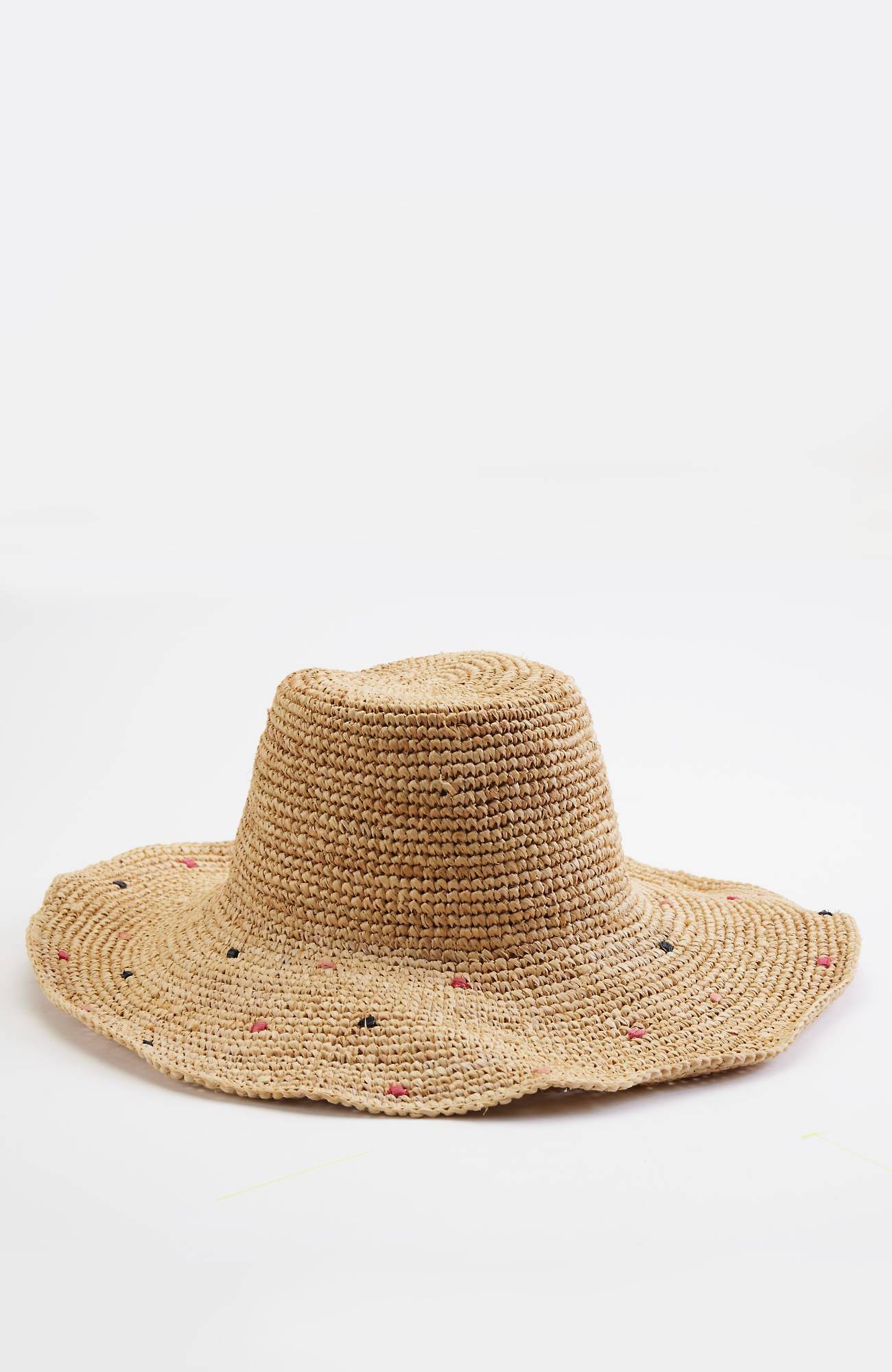Jjill J.jill Dot Embroidered Novelty Sun Hat In Natural Multi