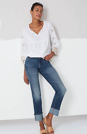 Image for High-Rise Wide-Cuffed Jeans