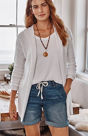 Image for Tie-Waist Denim Pull-On Shorts