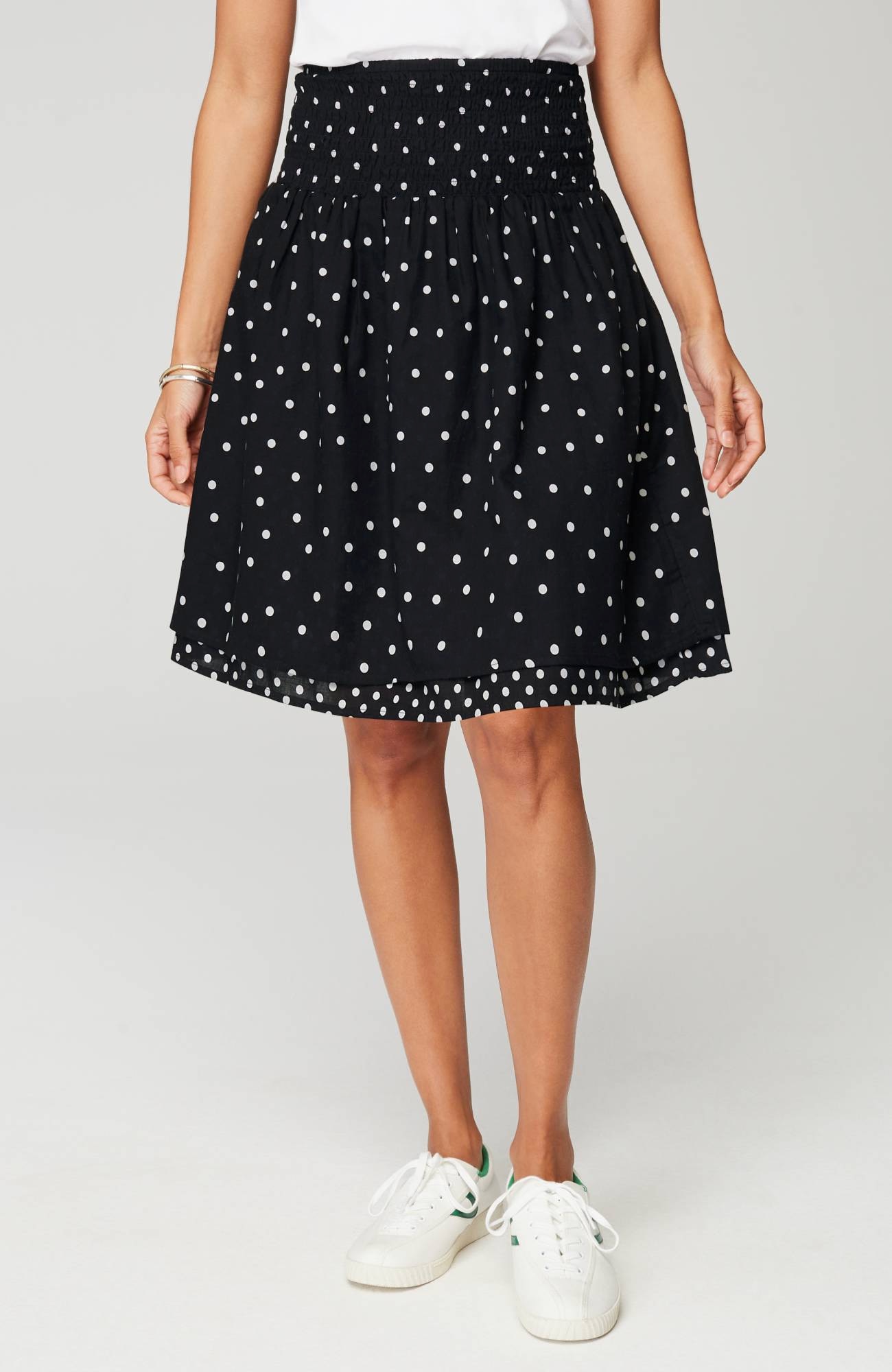 Smocked-Waist Layered Skirt