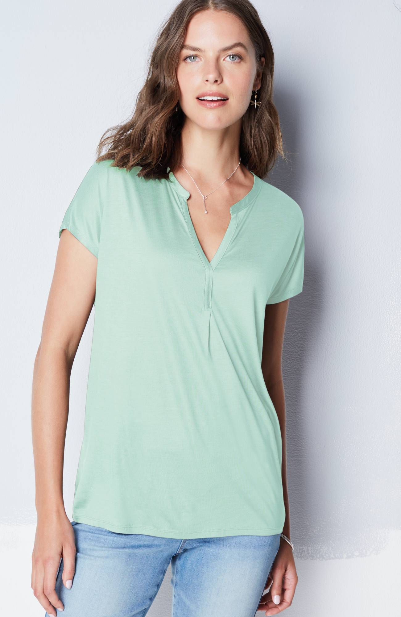 Split-Neckline A-Line Top