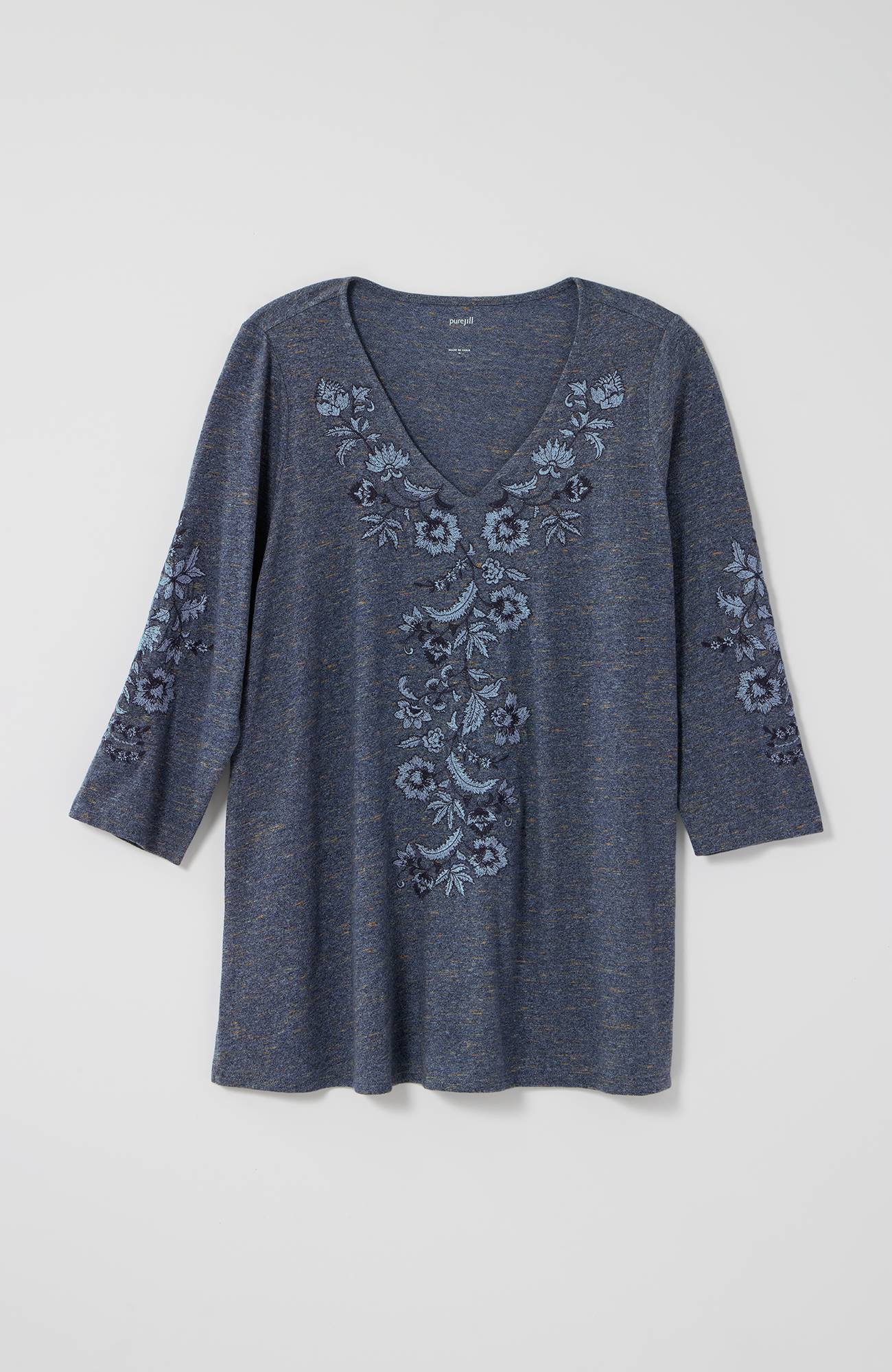 Pure Jill Cotton-Jersey Embroidered Tunic
