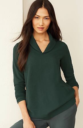 Image for Pure Jill Diagonal-Knit Folded-Collar Top