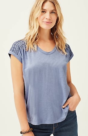 Image for Pure Jill Banded Embroidered Tee