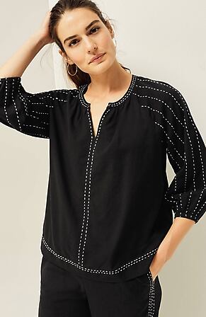 Image for Pure Jill Kantha-Stitched Relaxed Top