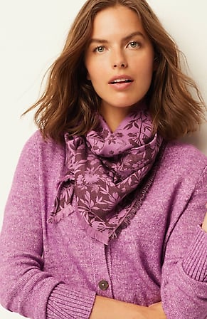 Image for Two-Tone Floral Triangle Scarf